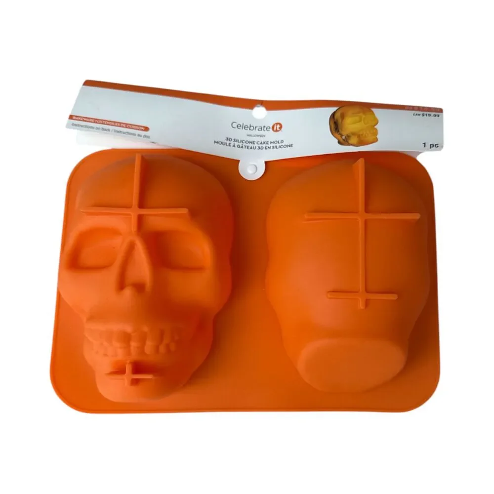 Celebrate It Halloween Skull Cake Mold & Mummy Coffin Candy Mold Lot of 2 New